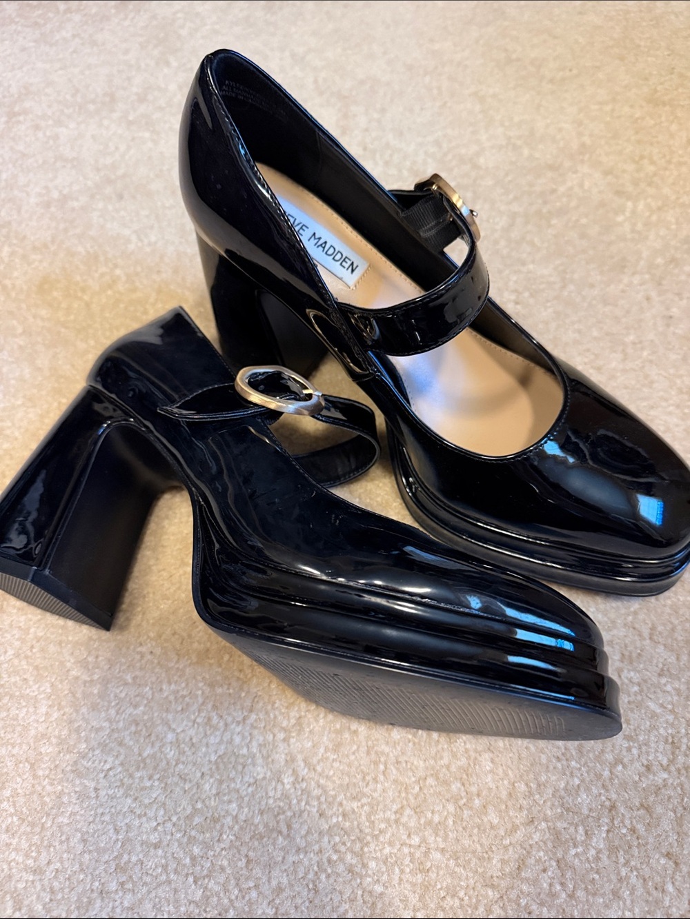 Steve Madden Black Patent Platform Mary Jane Heels
